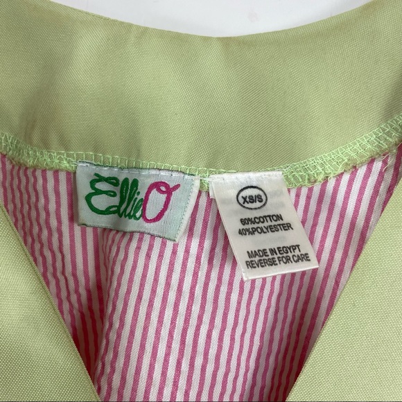 ElleO pink & green seersucker tunic top or beach coverup XS/S - Picture 3 of 8